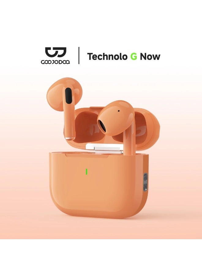GOOJODOQ TWS Bluetooth Earphone Stereo Bluetooth 5.3 Wireless Bluetooth Earphones ( Orange ) - Image 1